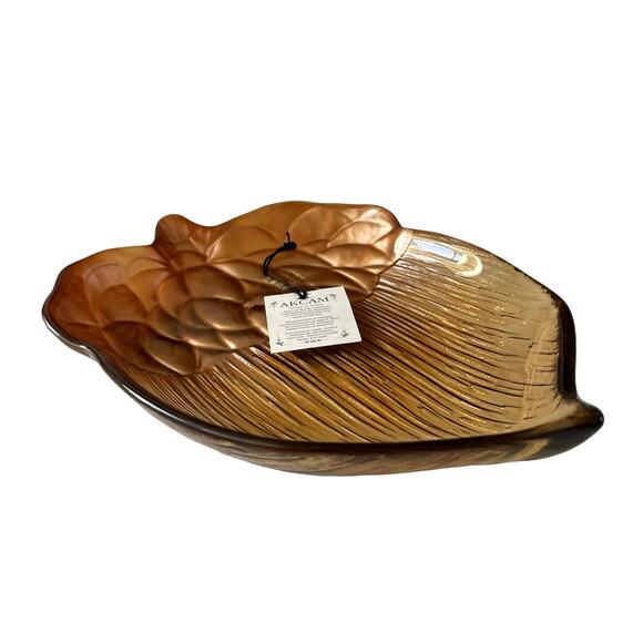 Turkish Amber Glass ACORN Dish Bowl Handmade Fall Autumn Decor by AKCAM New - Picture 3 of 16